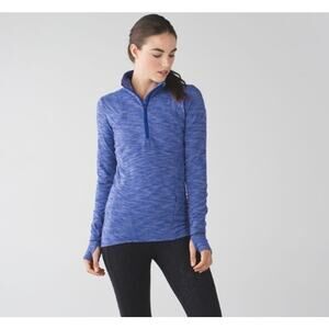 Lululemon Kanto Catch Me Pullover Sweater 1/2 Zip Heathered Sapphire Blue Sz 6